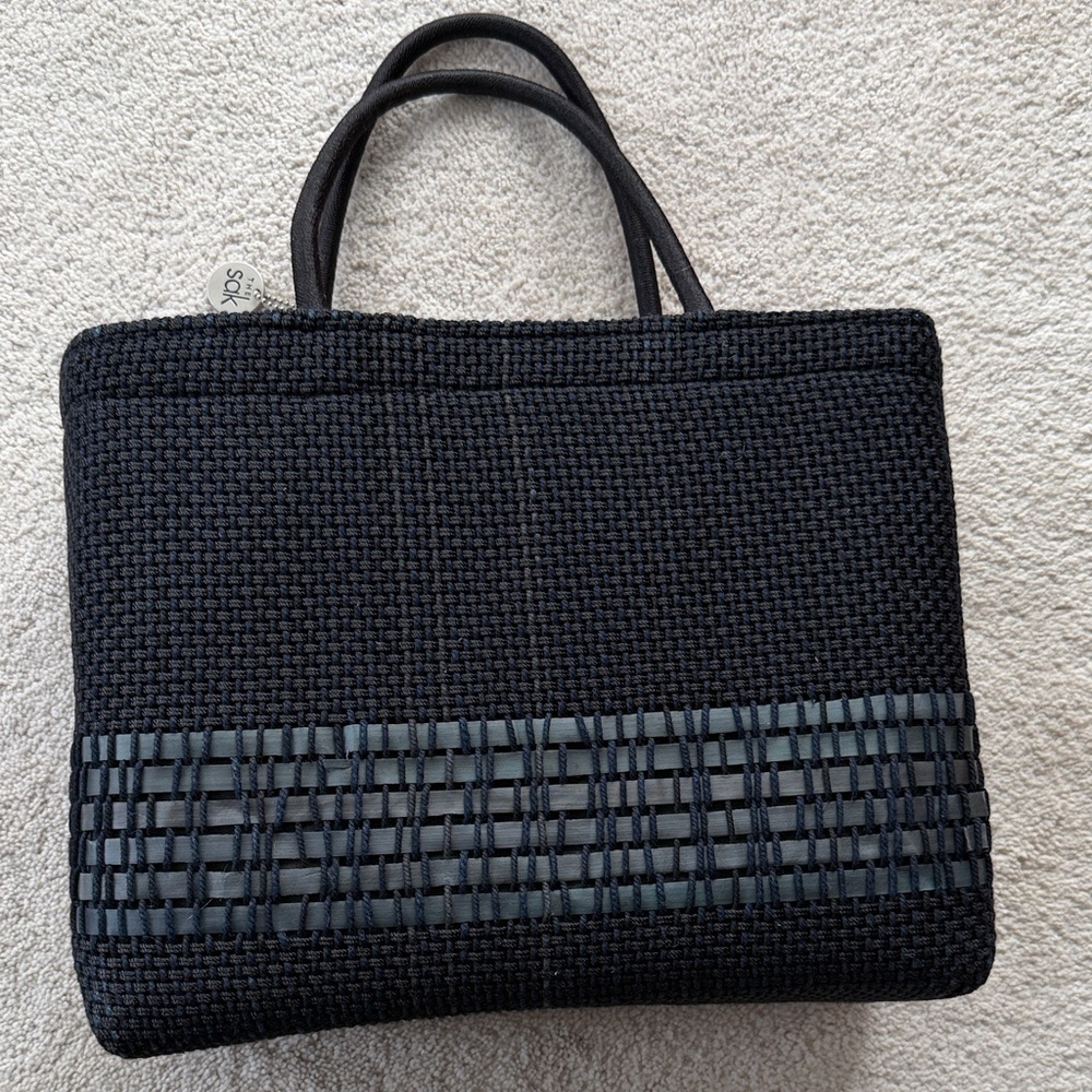 The Sak Black Woven Tote with Gray Accents